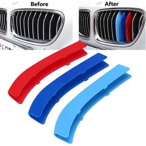 3pcs Car Grille Sticker Strip Cover Trim For BMW 1 3 5 Series F30 F31 X5 X6 E90 E91 F10 F11 F18 E60 E61 E70 E84 F48 F20 F21 ► Photo 1/6