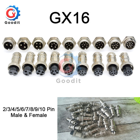 1set GX16 2/3/4/5/6/7/8/9/10 Pin Male & Female 16mm L70-78 Aviation Connector Socket Plug Wire Panel Circular Connector Cap Lid ► Photo 1/6
