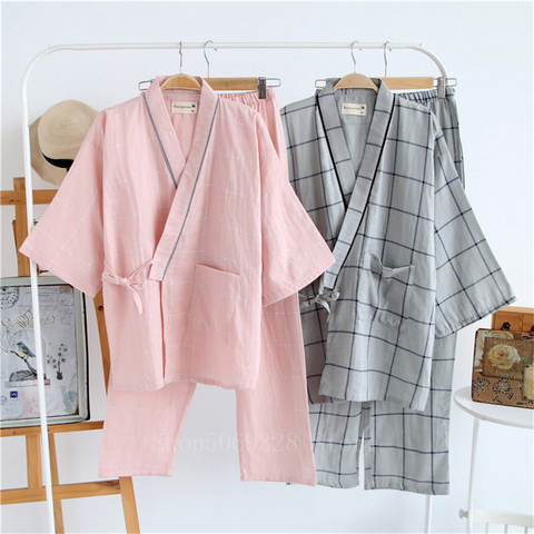 Japanese Traditional Style Woman Pajamas Sleepwear Print Cottom Kimono Yukata Lover Home Bathrobe Nightgown Leisure Wear ► Photo 1/6