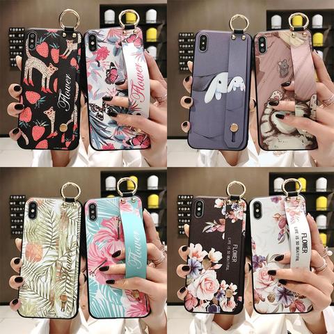 Wrist Strap Soft TPU Phone Case For Xiaomi Redmi 4X Note 5 5A Note 6 7 8 K20 Pro Xiaomi Mi 8 5X 6X 9 CC9 A3 lite Flower Cover ► Photo 1/6