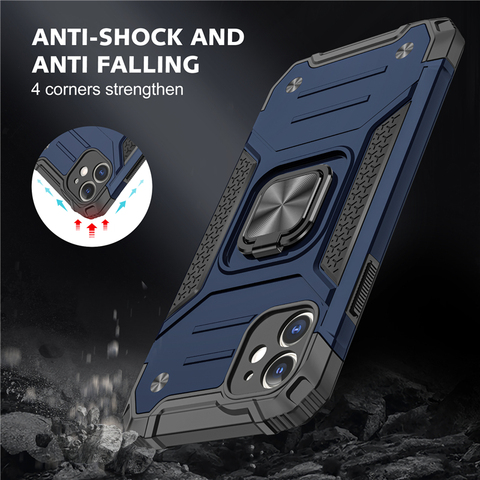 Magnetic Metal Finger Ring Holder Case For iPhone 12 Mini 11 Pro Max Back Cover for iPhone Xs Max XR X 8 7 6 6s Plus SE 2022 ► Photo 1/6