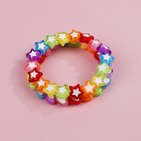 Makersland Cute Heart Star Beads Bracelet Children Princess Hand Bracelet Jewelry Kids Charms Beads Design Gifts 2022 New ► Photo 1/6