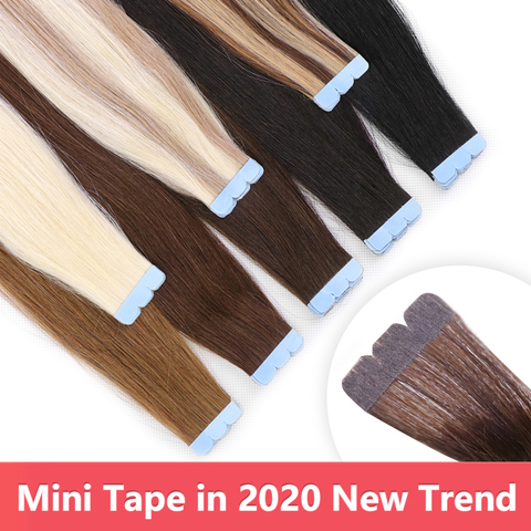 MRSHAIR Mini-Tape in Human Hair Extensions Micro Interface Tape Machine Remy Hair Extensions 3x0.8cm Adhesive Invisiable Tape ► Photo 1/6