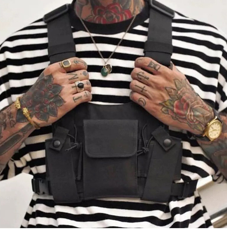 Functional Tactical Chest Bag Fashion Bullet Hip Hop Vest Streetwear Bag Waist Pack  Black Chest Rig Bag ► Photo 1/6