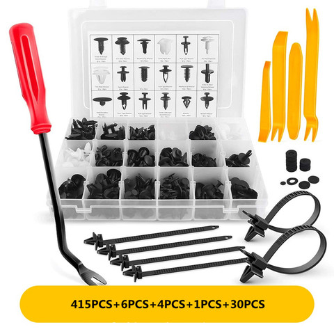 415 Pcs Car Retainer Clips & Plastic Fasteners Kit - 18 Most Popular Sizes Auto Push Pin Rivets Set -Door Trim Panel Clips ► Photo 1/6