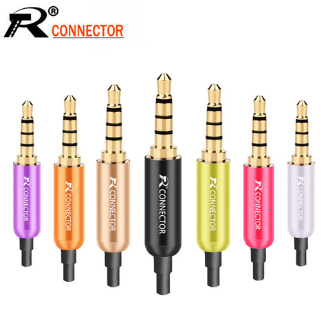 10pcs/lot Aluminum Tube 3.5mm 4 Poles Stereo Connector with Tails Gold Plated Male Plug Audio Jack 3.5mm R Connector Wholesales ► Photo 1/6