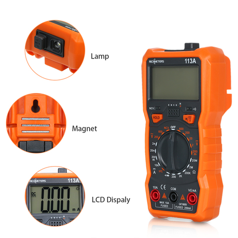 RICHMETERS RM113A NCV Digital Multimeter 2000 Counts HFE AC/DC Voltage Measuring with Magnetic Suction Large Screen Multi-meter ► Photo 1/6