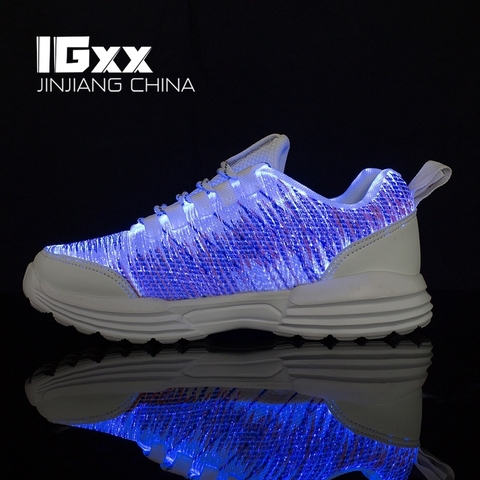 IGxx OPTIC LED Shoes Light For Men LED Light up Sneakers USB Recharging Fiber OPTIC Cloth Elastic Sole Glowing Luminous Flashing ► Photo 1/6