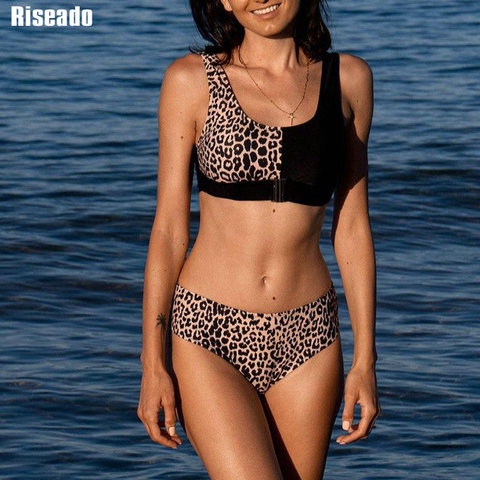 Riseado Sexy Bikini Set Leopard Swimwear Women 2022 Patchwork Swimsuits Push Up Biquini Printed Bikinis Buckle Front Beach Wear ► Photo 1/6