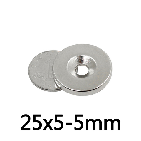 2/5/10PCS 25x5-5 mm Permanent NdFeB Strong Magnets 25*5 mm Hole 5mm Round Countersunk Neodymium Magnetic Magnet 25X5-5mm 25*5-5 ► Photo 1/4