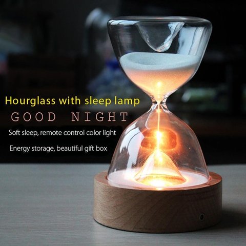 Glass Hourglass Lights Timer LED Sand Glass Night Light Sleep Helper with Remote Control for Christmas Birthday Gifts Home Decor ► Photo 1/6