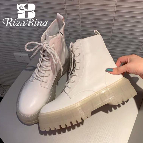 RIZABINA Women Ankle Boots Fashion Platform Warm Winter Shoes Woman Thick Bottom Office Lady Casual  Daily Footwear Size 35-40 ► Photo 1/6