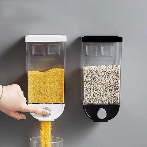 Wall-Mounted Dry Food Dispenser Kitchen Rice Storage Container