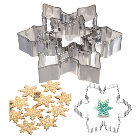 3pcs/lot 3D Stainless Steel Christmas Cookie Cutter Mold Bakeware Baking Snowflake Biscuit Fondant Cutter Kitchen Accessorie ► Photo 1/6