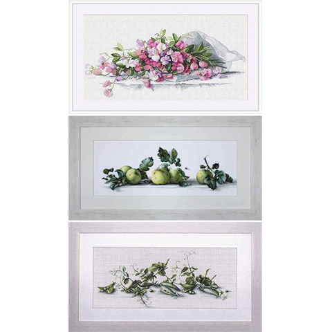 High Quality Counted Cross Stitches Kit Still life series Friut of Apple Plant of Pea and Pea flowers Luca-S B2259 Merejka K-82 ► Photo 1/6