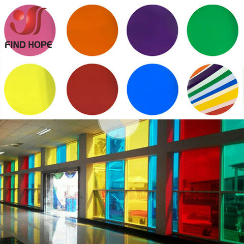 Transparent Colourful Window Film Stain Glass Tint Self Adhesive Decor Roll DIY