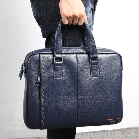 Nesitu Promotion A4 Black Blue Coffee Genuine Leather Office Men's Briefcase Portfolio Business Shoulder Messenger Bags M255605 ► Photo 1/6