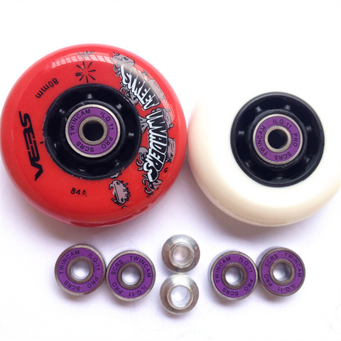 SEBA street invaders skating wheels a set with bearings 84A roller FSK slalom skates wheel with ILQ-9 ILQ-11 84A 72 76 80 ► Photo 1/6