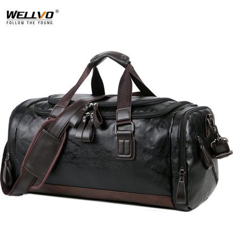 Men Quality Leather Travel Bags Carry on Luggage Bag Men Duffel Bags Handbag Casual Traveling Tote Large Weekend Bag Hot XA631ZC ► Photo 1/6