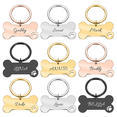 Personalized Pet ID Tag Keychain Engraved Pet ID Name for Cat Puppy Dog Collar Tag Pendant Keyring Bone Pet Accessories ► Photo 1/6