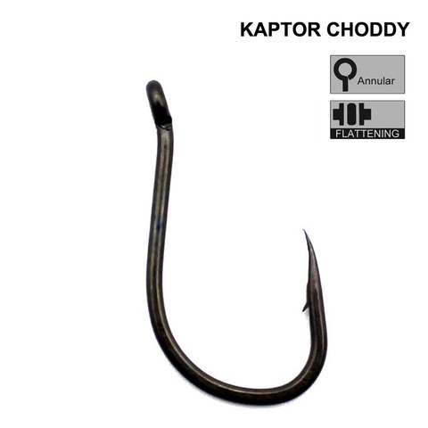 50PCS PTFE Coating Carp Fishing Hook Chod-Rig Hook Kaptor Choddy Carbon Steel Black Micro Bared with Outturned Eye Carp Hook ► Photo 1/6