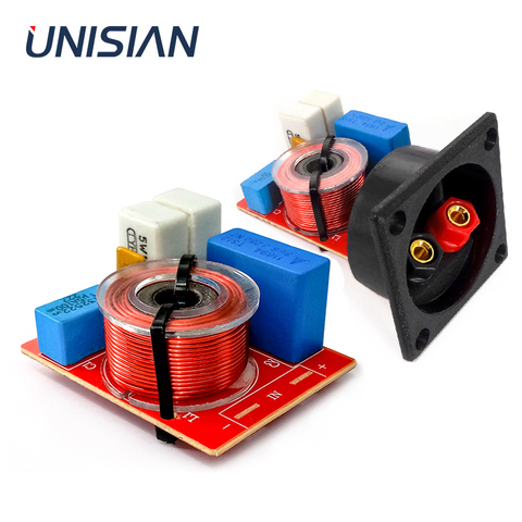 UNISIAN Audio Frequency Divider 2-Way Speaker Frequency Divider 80W Treble Bass 2 Way Crossover Filters With External Boxes ► Photo 1/5