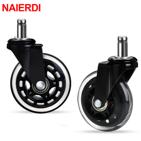 NAIERDI 1PC Universal Mute Wheel 3 inch Office Chair Caster Replacement 60KG Swivel Rubber Soft Safe Rollers Furniture Hardware ► Photo 1/6