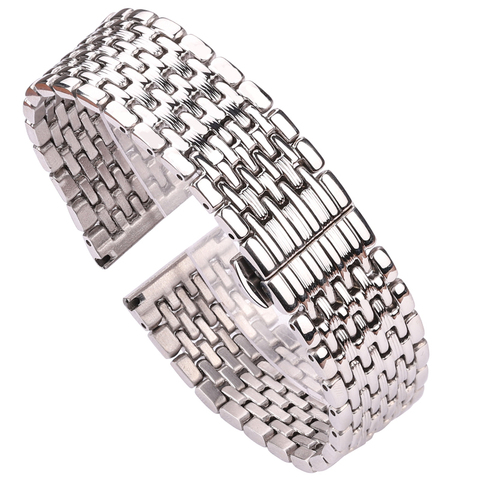 Watch Bracelet 16mm 18mm 20mm 22mm Silver Stainless Steel Watchbands Women Men Solid Wrist Watch Strap Accessories ► Photo 1/6