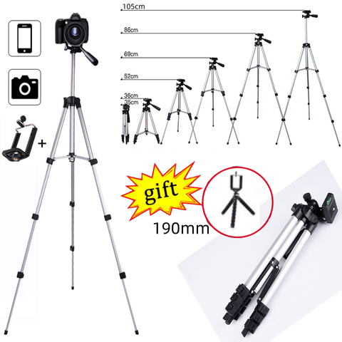 Extendable Mobile Smart Phone Digital Camera Tripod Stand Mount Holder Clip Set For Nikon for Canon for iPhone 6 6s 7 110cm/65cm ► Photo 1/6