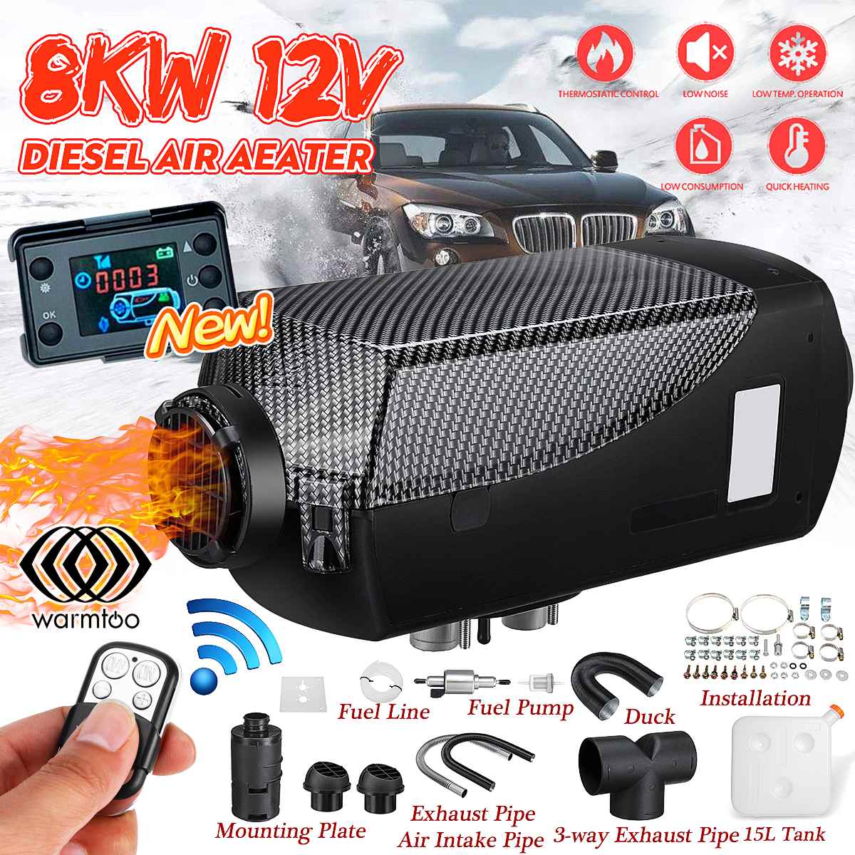 Car Heater 8KW 12V Air Diesels Heater Parking Heater With Remote Control LCD Monitor for RV, Motorhome Trailer, Trucks, Boats ► Photo 1/6