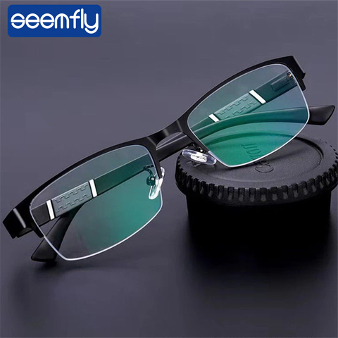 seemfly Half Frame Reading Glasses Men Business Presbyopic Hyperopia Eyeglasses Male High Quality With 0 +1.0 +1.5 +2.5 +3.5 4.0 ► Photo 1/6