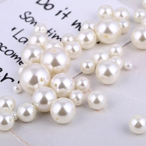 Mix Size 4/5/6/8/10/12mm Beads with Hole White Ivory Pearls Round Acrylic Imitation Pearl Diy for Jewelry Making Nail Art 10g ► Photo 1/6