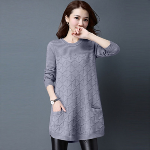 2022 New Korean Women's Autumn Long Long-sleeved Sweater Tops Female winter Loose Bottoming Shirt O-neck Pullover Sweaters Lady ► Photo 1/6