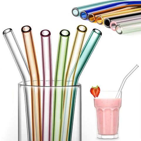 Colorful Glass Straws Reusable Drinking Straw Eco-friendly High Borosilicate Glass Straw Glass Tube Party Favors Bar Drinkware ► Photo 1/6