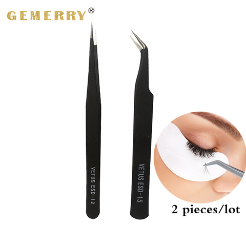 2022 Hot Sale Eyelash Extension Tweezers Stainless Steel Straight + Bend Wholesale Tweezer Eyebrow Art Nippers Volume Tweezers ► Photo 1/6