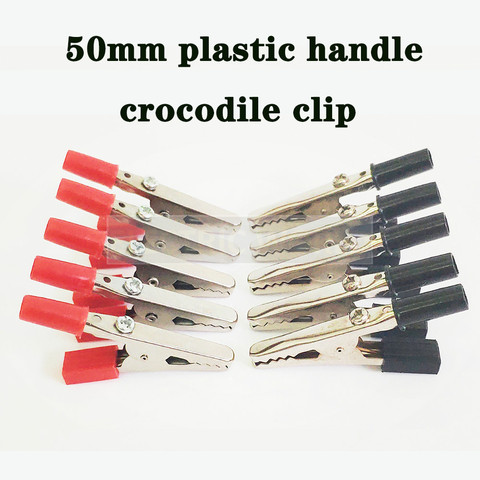 Crocodile clip 50mm 2-10pcs wire Connector Connect Socket Plug for Battery Plastic Handle Test Probe Metal Alligator Clips ► Photo 1/6