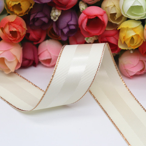 5 yards/lot 10mm/25mm/38mm glitter rose gold edge grosgrain and satin ribbons gift packaging DIY handmade materials YM18011301 ► Photo 1/6