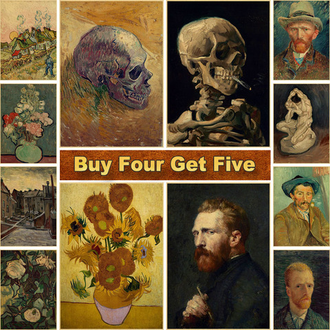 A Collection of Van Gogh Works Kraft Paper Print Painting Posters Wall Pictures for Living Room Classic Art Bar Home Decor ► Photo 1/6