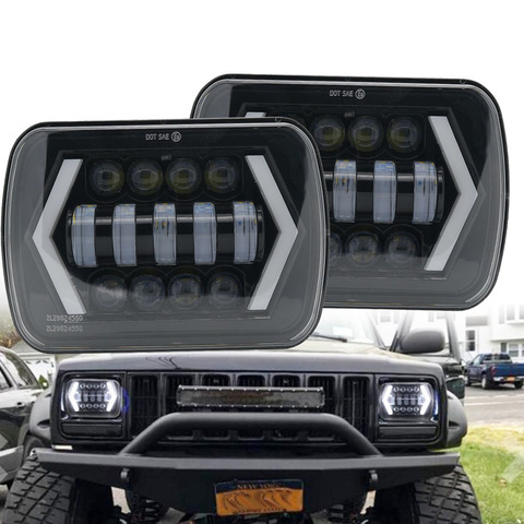 5X7 7X6 inch Rectangular Sealed Beam LED Headlight With DRL for Jeep Wrangler YJ Cherokee XJ H6014 H6052 H6054 ► Photo 1/6