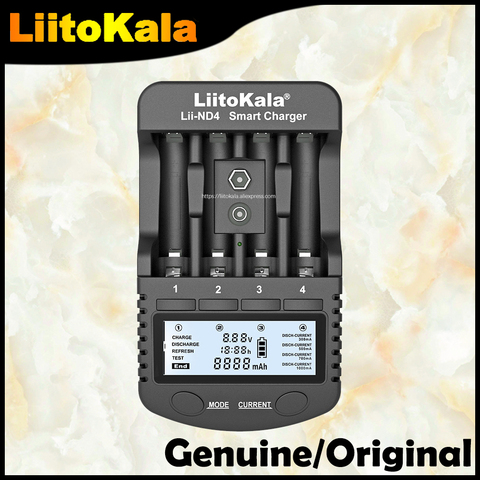 Genuine LiitoKala Lii-ND4 NiMH/Cd charger AA AAA charger LCD Display and Test battery capacity For 1.2V aa aaa and 9V batteries. ► Photo 1/5