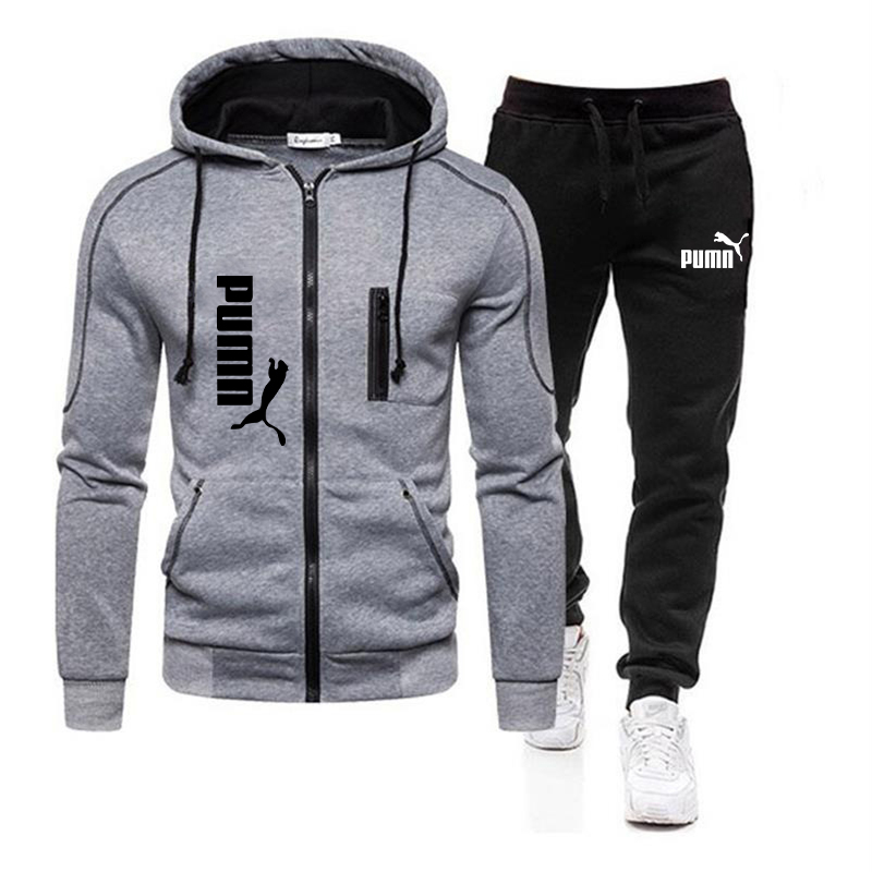 Mens Hip Hop Tracksuit 2 Piece Casual Pants Jacket Sweatsuit Sweatshirt Set