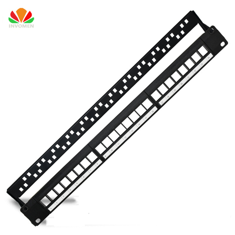 19in 1U Rack 24 Port Blank Patch Panel Distribution Frame For RJ11 RJ45 Cable Adapter 110 Voice Module CAT5e 6 7 Keystone Jack ► Photo 1/6