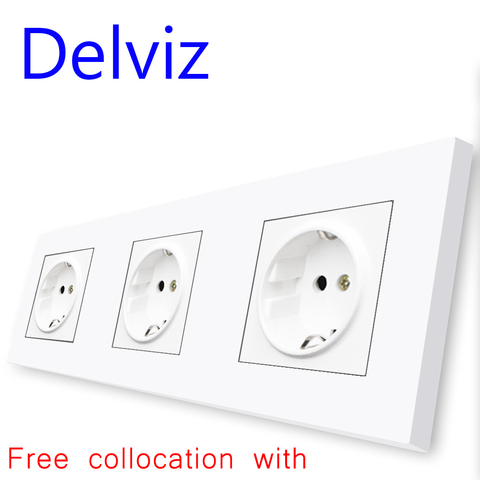 Delviz EU Standard Power Outlet, New type Multiple Conjoined cover Panel, Double USB Socket, DIY Combination Wall Light Switch ► Photo 1/6