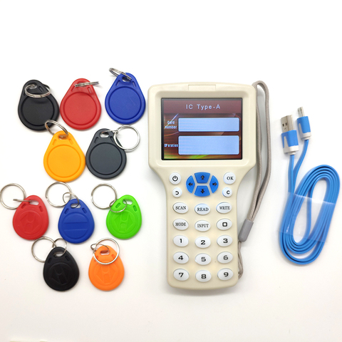 English Rfid NFC Copier Reader Writer Cloner Copy 10 Frequency Programmer + 5Pcs 125khz EM4305 Keyfobs + 5Pcs 13.56mhz UID Key ► Photo 1/6