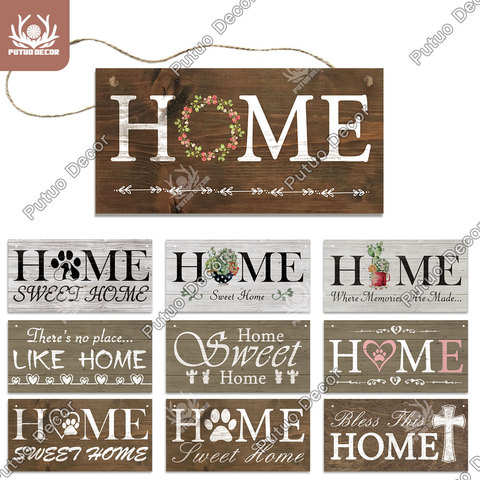 Putuo Decor Home Signs Wooden Hanging Signs Family Wooden Sign Plaque Wood for Home Decor Gifts Living Room Door Decoration ► Photo 1/6