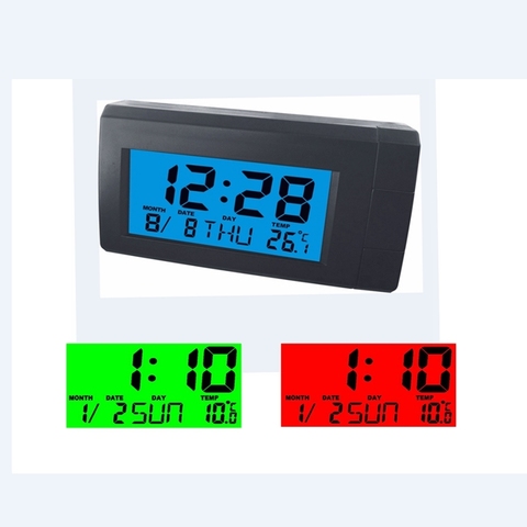 Car Automobile Digital Clock Mini Auto Watch Automotive Month Date Thermometer Backlight Decoration Ornament Temperature Meter ► Photo 1/6