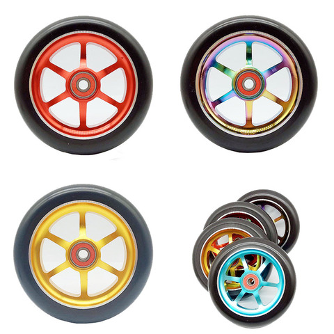 100/110mm Scooter Wheels Multiple Choices With Aluminium Alloy Hub High elastic speed skating PU 88A Wheels 2pcs/lot ► Photo 1/6