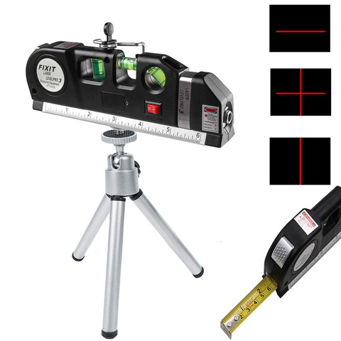Multipurpose Adjusted 2 Lines spirit Level Laser Metric Rulers Horizon Vertical Measure Tape Measuring Instrument with Tripod ► Photo 1/6