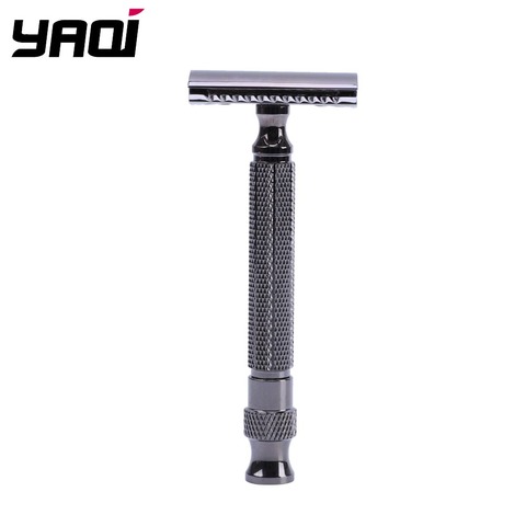 Yaqi Gunmetal Color Knurled 3pcs Safety Razor ► Photo 1/6