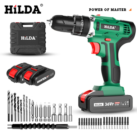 HILDA Electric Drill Cordless Screwdriver Lithium Battery Two-speed Mini Drill Cordless Screwdriver Power Tools ► Photo 1/6